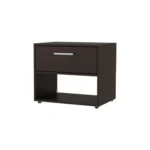 Stained Walnut Nightstand with Drawer and Shelf - Minimalist Bedroom Storage – close-up detail