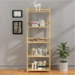 Modern 5-Tier Bamboo Bookcase Display Unit Tall Bookshelf for Home Office Living Room Industrial FCJ Corner Storage Rack