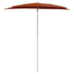 W2B VidaXL Terracotta Garden Parasol 100% Polyester Fabric with Steel Base Stylish Patio Umbrella & Base – side view
