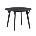 Black round dining table for 4 with wooden legs and MDF veneer top, perfect for small spaces