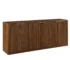 Large entryway console table with four fluted doors in a modern living room