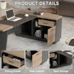 USA Warehouse Free Shipping Modern Computer Desk Set with Drawers Storage Shelves Business Workstation for Home Office