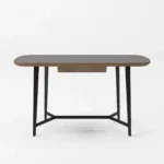 HMS 55 Walnut and Black Glass Rectangular Writing Desk Elegant Computer Desk Design – close-up detail