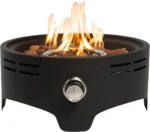 Portable propane fire pit 15 inch round stainless steel with flames