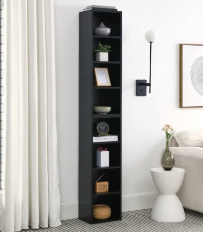 8 Tier Media Tower CD DVD Slim Locker Adjustable Shelves High Narrow Bookshelf Display Multifunctional Double Deck Bookshelf