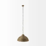 HMS Contemporary Brown Wicker Domed Pendant Light 3000K Warm White E26 Base for Hotel and Home Room Lighting – close-up