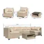 Modern outdoor patio sofa set with cushions in a backyard garden setting