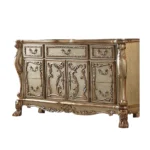 HMS 66 Gold Solid Wood Carved Scrollwork Seven Drawer Sideboard with Two Doors - Image 2