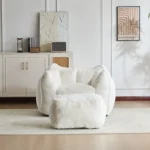 Best bean bag sofa with ottoman in ultra-soft faux fur modern round design