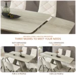 Goldoma expandable dining table set with sintered stone top extended to 94 inches