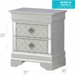Silver Champagne Nightstand with Diamond Pattern Drawers – top view