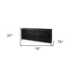 HMS 16" Modern Black Iron Sideboard with Four Glass Doors Solid Oak Dining Room Furniture for Living Room Home Furniture - Image 6