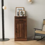 Brown Walnut Color Modular Wine Bar Cabinet with Hutch for Dining Room or Living Room