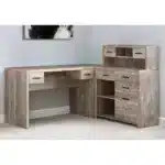 HMS 63 Brown L-Shape PC & Gaming Desk with Eight Drawers & Bookshelf Simple Design Office Computer Table