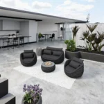 Modern Outdoor Sofa Tea Table Set for Villa Leisure Durable Metal Furniture for Balcony Garden Courtyard Bedroom/Dining