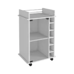 HMS Luxury Modern White Rolling Bar Cart Steel Wood Wine Storage Trolley for Dining Living Room Kitchen Hotel or Wine Cellar - Image 5