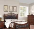 Goldoma Traditional Queen Size Bed Frame with Tufted Faux Leather Headboard – Dark Cherry