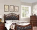Goldoma Traditional Queen Size Bed Frame with Tufted Faux Leather Headboard – Dark Cherry