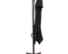 Black polyester cantilever patio umbrella stand in garden setting
