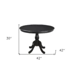 42-inch round pedestal dining table in black wood finish by Goldoma