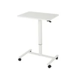HMS Adjustable White Wood and Stainless Steel Rolling Standing Desk Elegant Office Solution