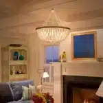 Bohemia Wood Beaded Chandelier Farmhouse Rustic Pendant Light for Bedroom Kitchen Island Dining Living Room White, Dia 22