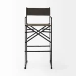 HMS 30" Modern Luxury Bar Stool Brown and Black Leather with Metal Rotating Solid Wood and PU for Home Bar Kitchen - Image 3