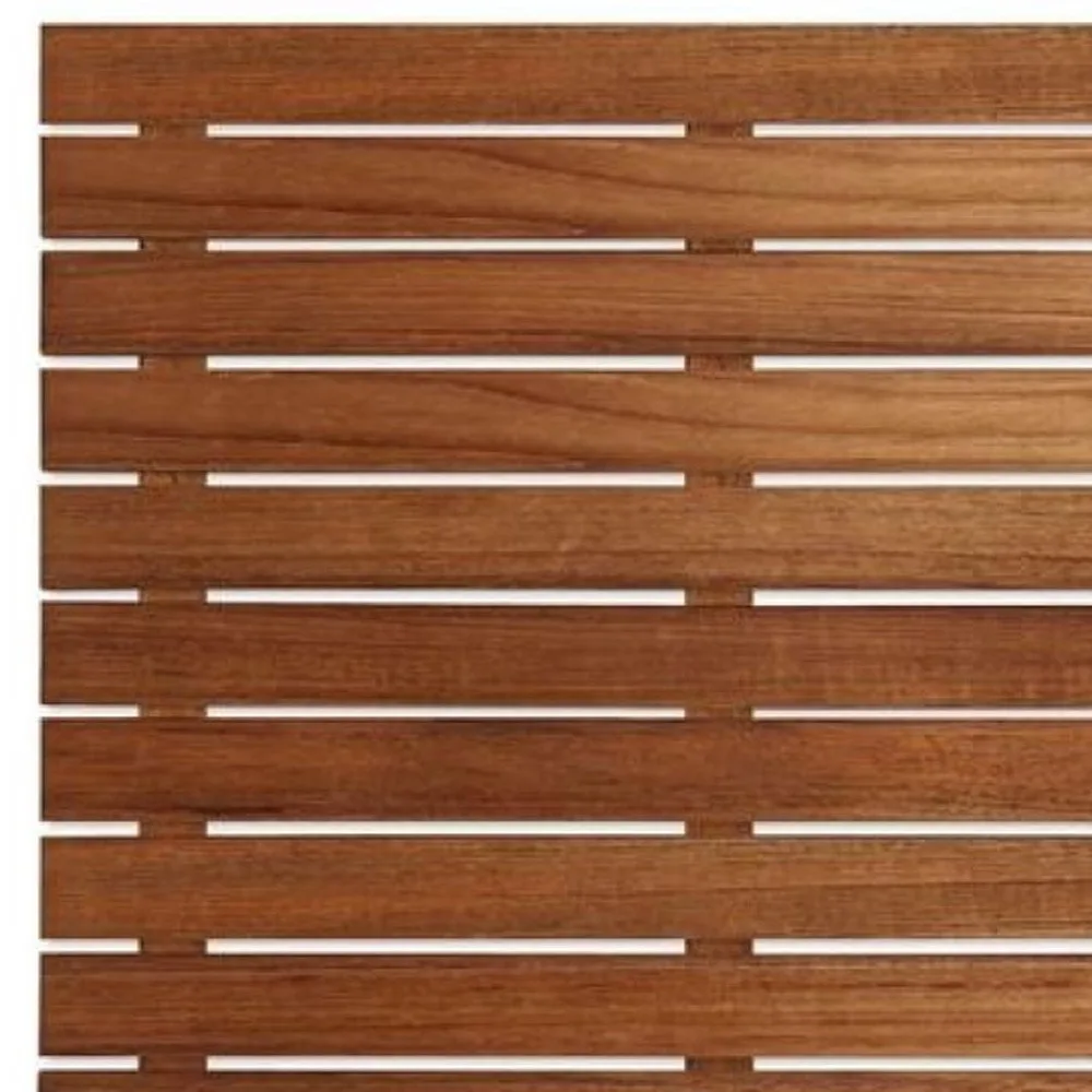 Premium 25" Teak Memory Foam Bath Mat with Anti-Slip TPR Modern Design Solid Pattern for Home Bathroom Use