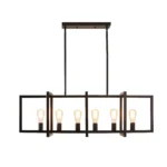 Modern 6-Light Industrial Pendant Light, Matte Black Linear Chandelier for Kitchen Island, Dining Room, Living Room, E26
