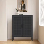 Home Office Metal Storage Cabinet with 2 Doors and 2 Adjustable Shelves Steel File Cabinet No Lock Required – close-up detail