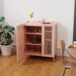 Metal Sideboard Storage Cabinet with Adjustable Shelf and  Two Door for Dining Room, Kitchen, Living Room