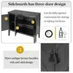 U_STYLE Adjustable Shelf Storage Sideboard with 3 Retro Metal Handles and 4 Pinewood Legs for Entryway Living Room Study Room