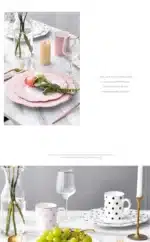 Brief Tableware Gold Edge Irregular Ceramic Plate Floral Shape Porcelain Steak Salad Dessert Dish Tray Household Dinner