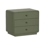 Modern green nightstand with three drawers – bedroom storage unit