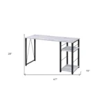 HMS 47" Antiqued White Computer Desk with Black Writing Elegant and Functional Office Furniture – base detail