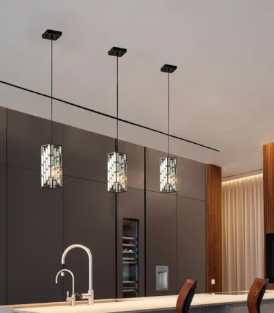 Ship in USA,4" Modern Crystal Pendant Light - 3 Pack, Adjustable Hanging Ceiling Lamp with Crystal Prism Design for Dining