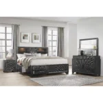 Civic Grey Nightstand with Two Drawers – modern grey nightstand in bedroom