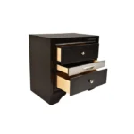 Traditional 2-Drawer Nightstand - Black Wood – styled in a modern Nightstands setting