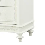 Ivory 2-Drawer Nightstand with Ornate Carving and Curved Legs – base detail