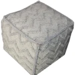 Goldoma 18 inch gray wool cotton blend cube chevron pouf ottoman