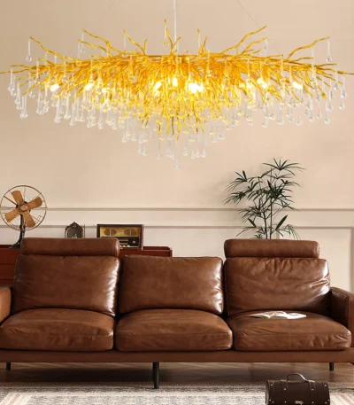 Light Fixtures Modern L180cm Lights Design Living Room Bedroom Dining Room Brass Black Crystal Chandelier