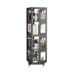 4-Tier Steel Rotating Bookshelf with Wheels Large Size Sturdy & Spacious Book Rack Bookshelf Easy Assembly US Warehouse