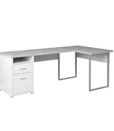 HMS 47" Taupe Silver L-Shaped Computer Desk Two Drawers Extendable Modern Design Office/Gaming Desk Wood Metal Assembled