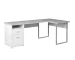 HMS 47" Taupe Silver L-Shaped Computer Desk Two Drawers Extendable Modern Design Office/Gaming Desk Wood Metal Assembled