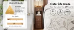 Narrow Solid Walnut Wood Nightstand with 3 Drawers – in a cozy room setting