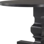 47" Solid Wood Dining Table with Black Pedestal Base – styled in a modern Round Dining Tables setting