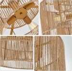 Boho Hand Woven Rattan Chandelier, UL listed Large Pendant Light for Kitchen Island Dining Room Living Room – top view