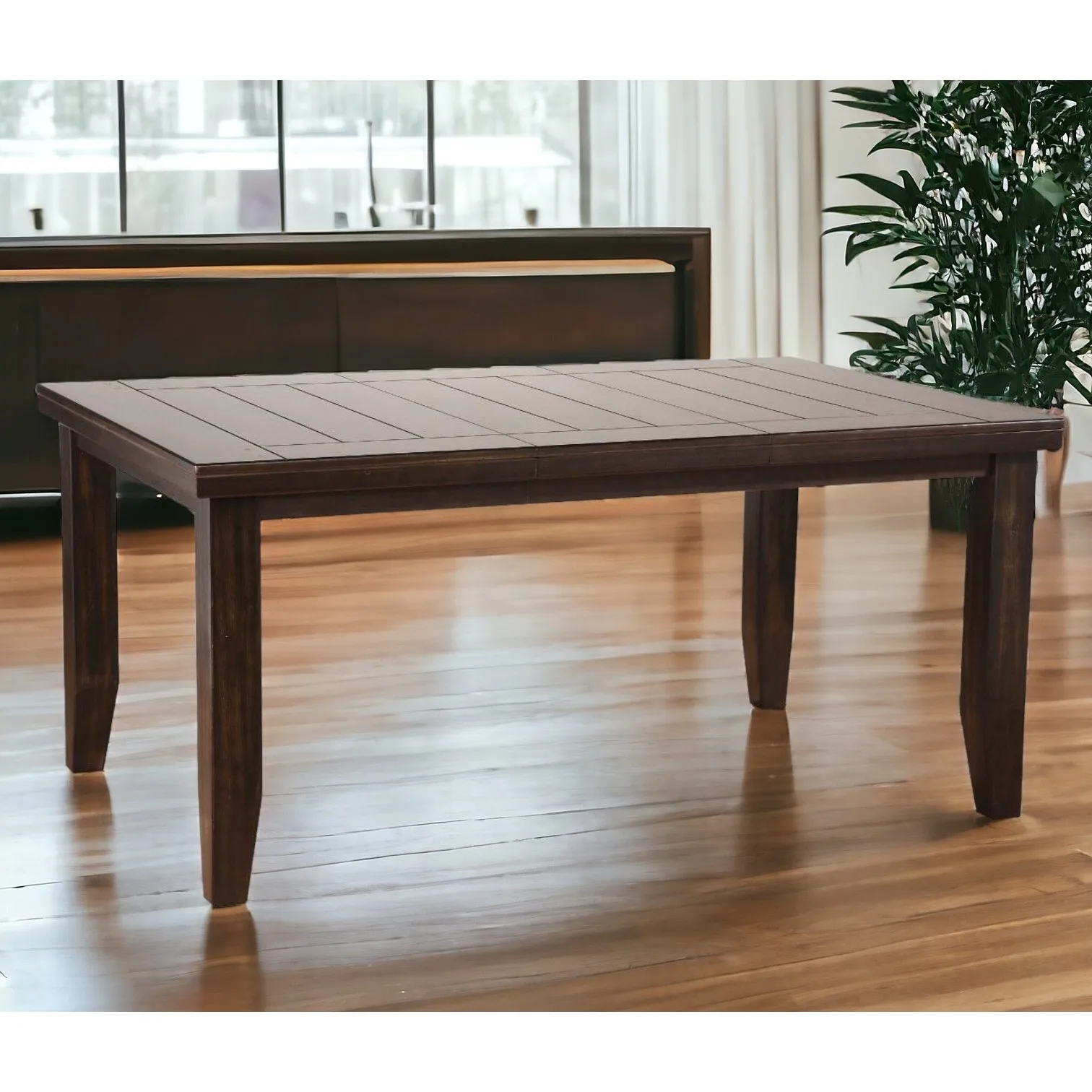 Espresso Convertible Dining Table 42" with Oak and Marble Surfaces