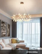 Nordic Chandelier Art Hanging living Room Chandelier Modern Restaurant Kitchen Firefly Lamp Rose Gold/Black Branch Round