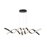 Modern LED Dimmable Pendant Light with Remote, 2-Light 38W Aluminium Linear Chandelier Lamp, 39.3" Black for Dining Room